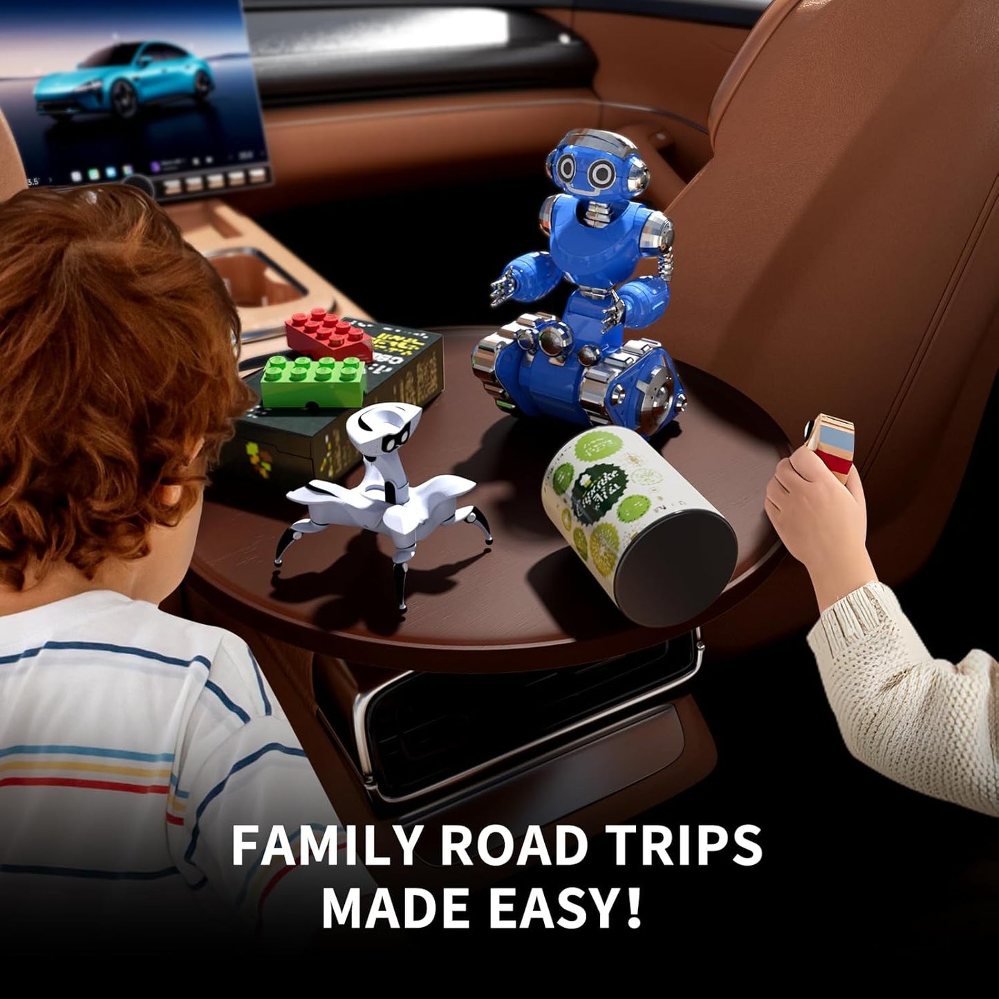 Car Tray & Car Desk for Laptop, 360° Rotating Wood Cup Holder Table, Steering Wheel Tray, Car Accessories for Women & Men,Compatible with Tesla Model Y/3/S, Ford F150/Explorer/Maverick & Most Vehicles