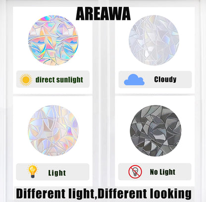 18 Pieces Cat Moon and Star Window Clings - Anti-Collision Decals to Save Birds from Glass Collisions,Non Adhesive, Reusable Rainbow Stickers