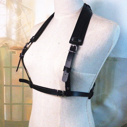Body Chest Harness Punk Adjustable Faux Leather Belt with Buckles Rings for Men Women(LM02)