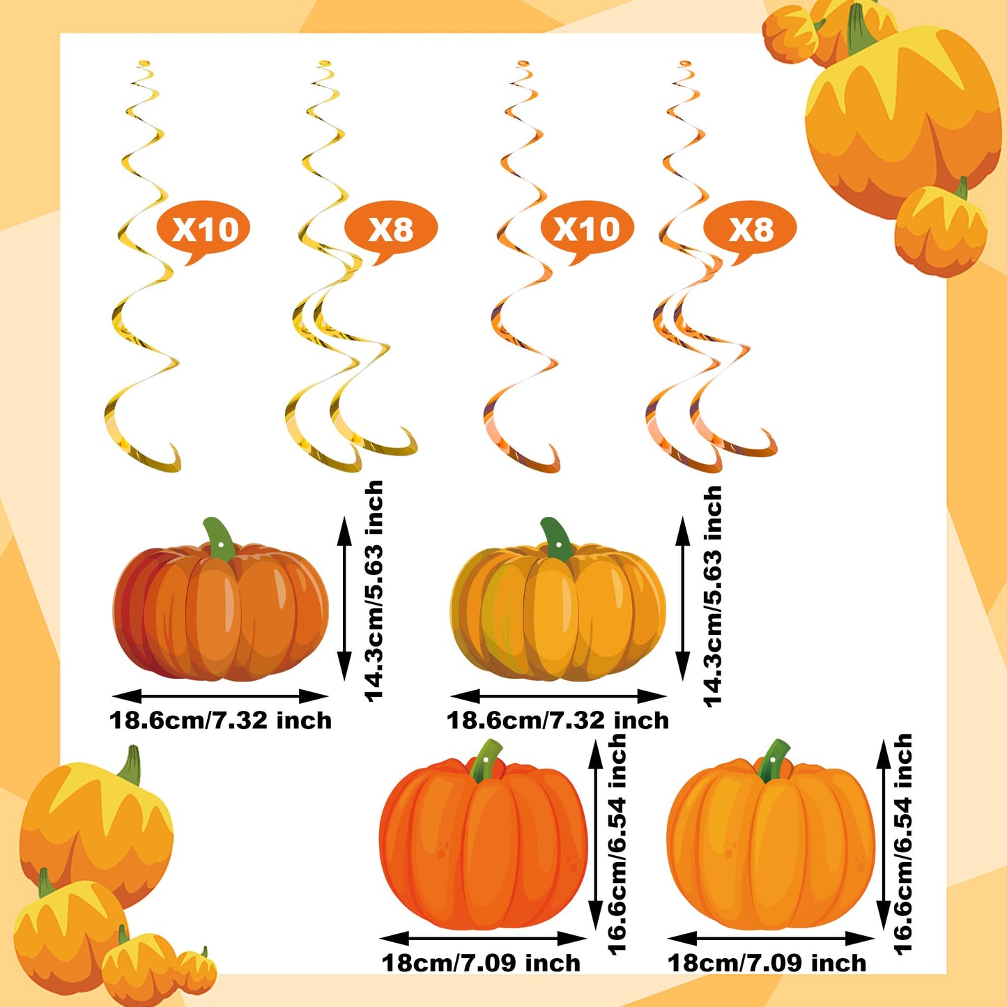 36 Pieces Fall Pumpkin Hanging Swirls Pumpkin Swirls Decorations Fall Thanksgiving Ceiling Hanging Decorations for Home Autumn Thanksgiving Harvest Decor Party Supplies