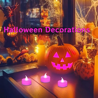 LANKER 24 Pack LED Tea Lights Candles, Steady Pink Flameless Tealights, Long Lasting Battery Operated Fake Candles, Decoration for Wedding, Halloween and Christmas (Pink - 24pcs)