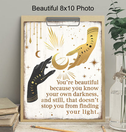 Boho Witchcraft Wall Art - Gothic Witchy Room Decor - Inspirational Positive Quotes for Women - Encouraging Gifts - Shabby chic Celestial Wicca Wiccan Witch Motivational poster - Pagan Supplies