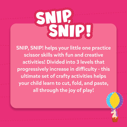 Skillmatics Scissor Skills Activity Book - Snip Snip Unicorns & Princesses, 25 Cutting & Creative Activities for Preschoolers, 2 Child-Safe Scissors, Felt Craft Kit, Screen-Free Fun, Gift for Ages 3-7