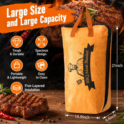 BBQ Blanket for Resting Meat, Meat Resting Blanket for Grilling Accessories, Reusable Smoker Grilling Meat Insulated Resting Bag, BBQ Accessories for Large Brisket, Gifts for Men, Dad