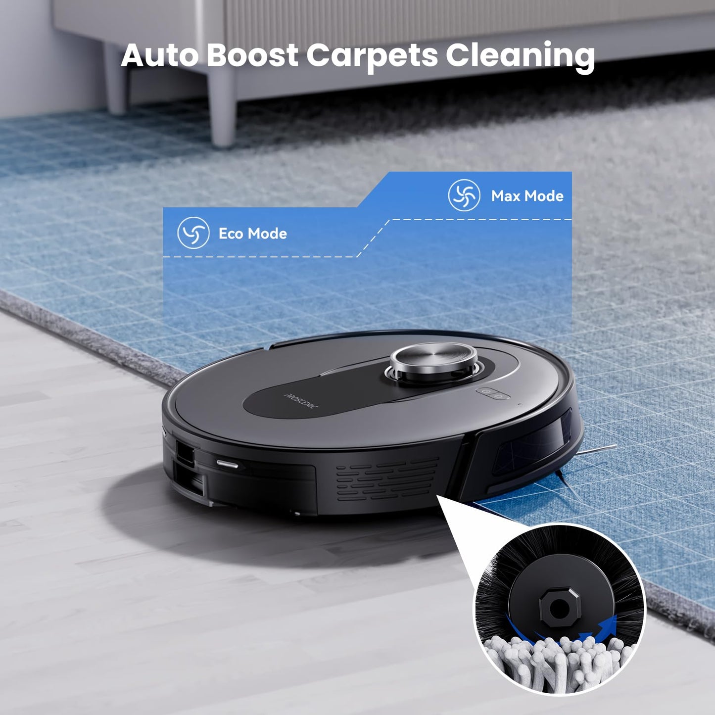 Proscenic Q8 Robot Vacuum Cleaner with Mop, Ultra Strong 6000Pa Robotic Vacuum with Lidar Navigation, 5 Real-Time Mapping, WiFi/Alexa/APP Remote Control Robot Hoover for Floor Carpet Pet Hair