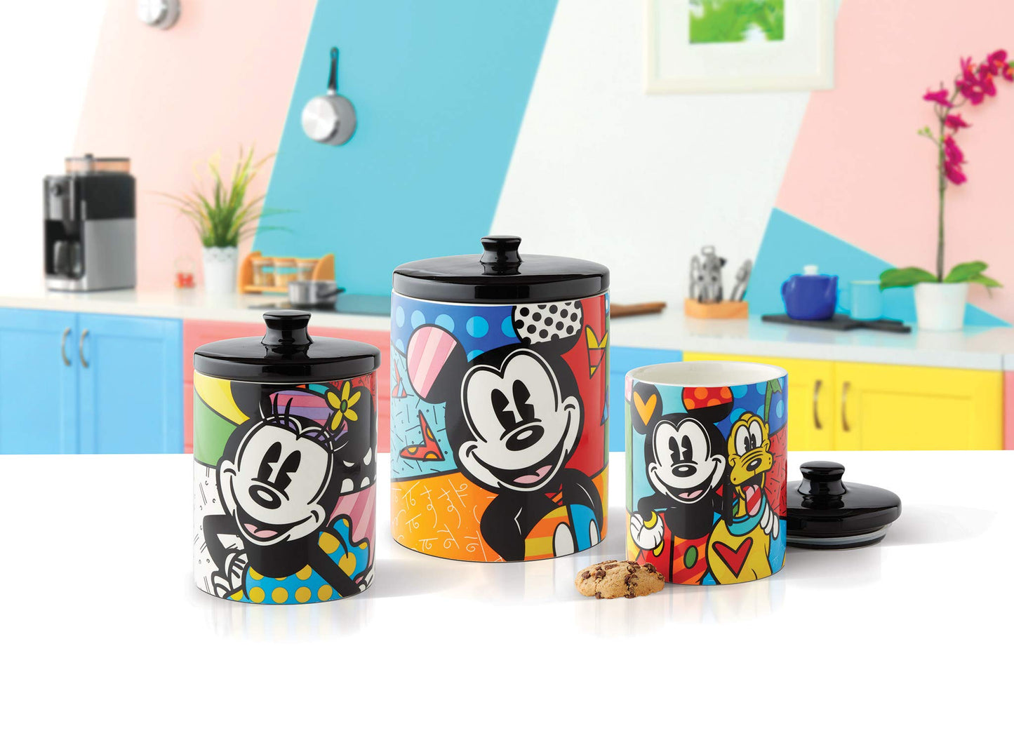 Enesco 6004977 Disney by Britto Mickey Mouse and Pluto Candy Jar Canister, 6 Inch