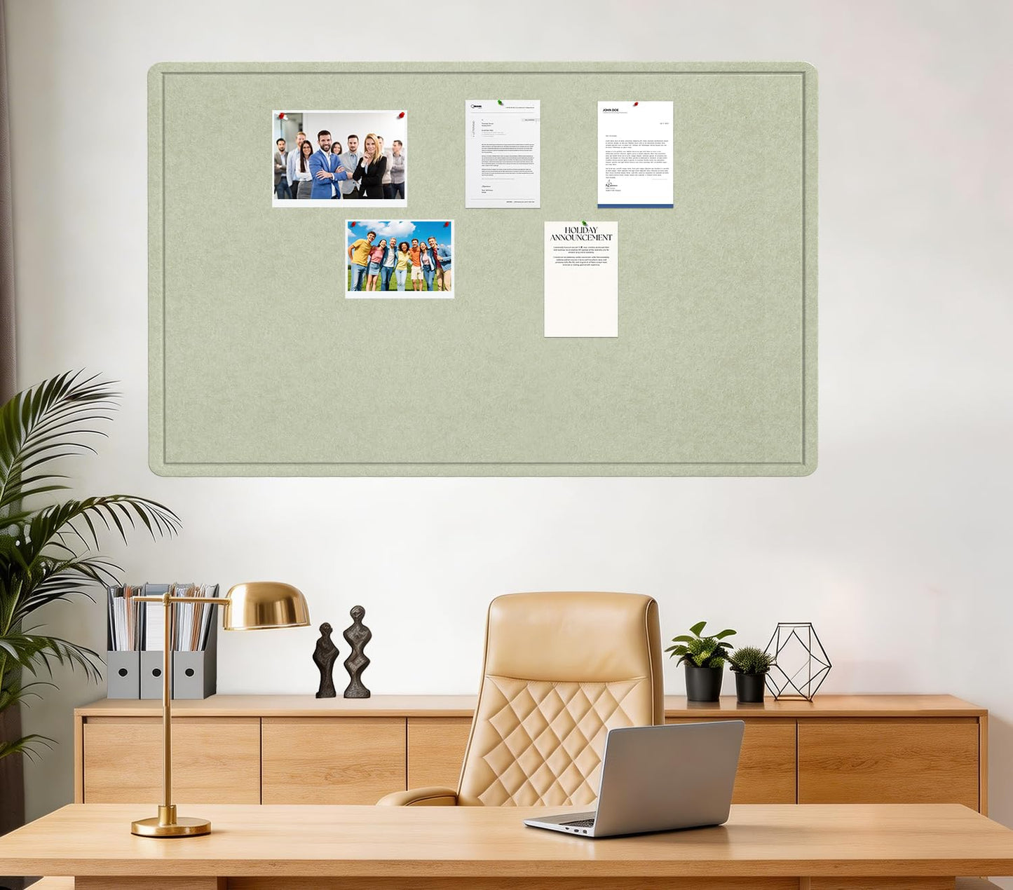 Large Bulletin Board, 72 X 48 inches Cork Board with 30 Pushpin, 6' x 4' Felt Cork Board Notice Pin Board, Self-Adhesive Vision Board Mood Board Foldable Photo Board for Wall - Sage Green