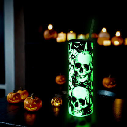 Hogg Glow in the Dark Halloween Travel Mug, Skull Tumbler, 20 oz Insulated Stainless Steel Halloween Coffee Tumbler, Spooky Cups for Adults, Festive Glow in the Dark Skull Coffee Cup