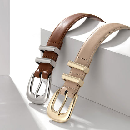 YooAi Womens Belt Fashion Leather Wais Belt for Jeans Pants Dresses with Gold Buckle Khaki 100 S