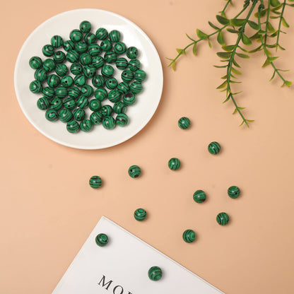 60pcs 6mm Malachite Loose Beads for Jewelry Making, Natural Semi Precious Beads Round Smooth Gemstone Spacer Beads Charms for Necklaces Bracelets
