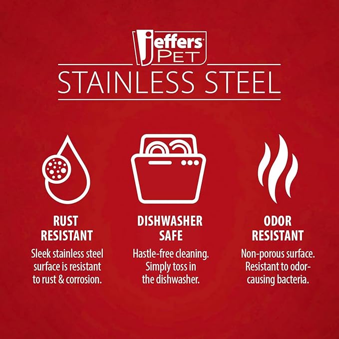 Jeffers Pet Stainless Steel Cage Cup Pet Feeder with Hooks for Birds, Rabbits, Ferrets, Kittens & Small Animals – Hanging Food Water Bowl Dish for Cages, Crates, Kennels - Dishwasher Safe - 10 oz