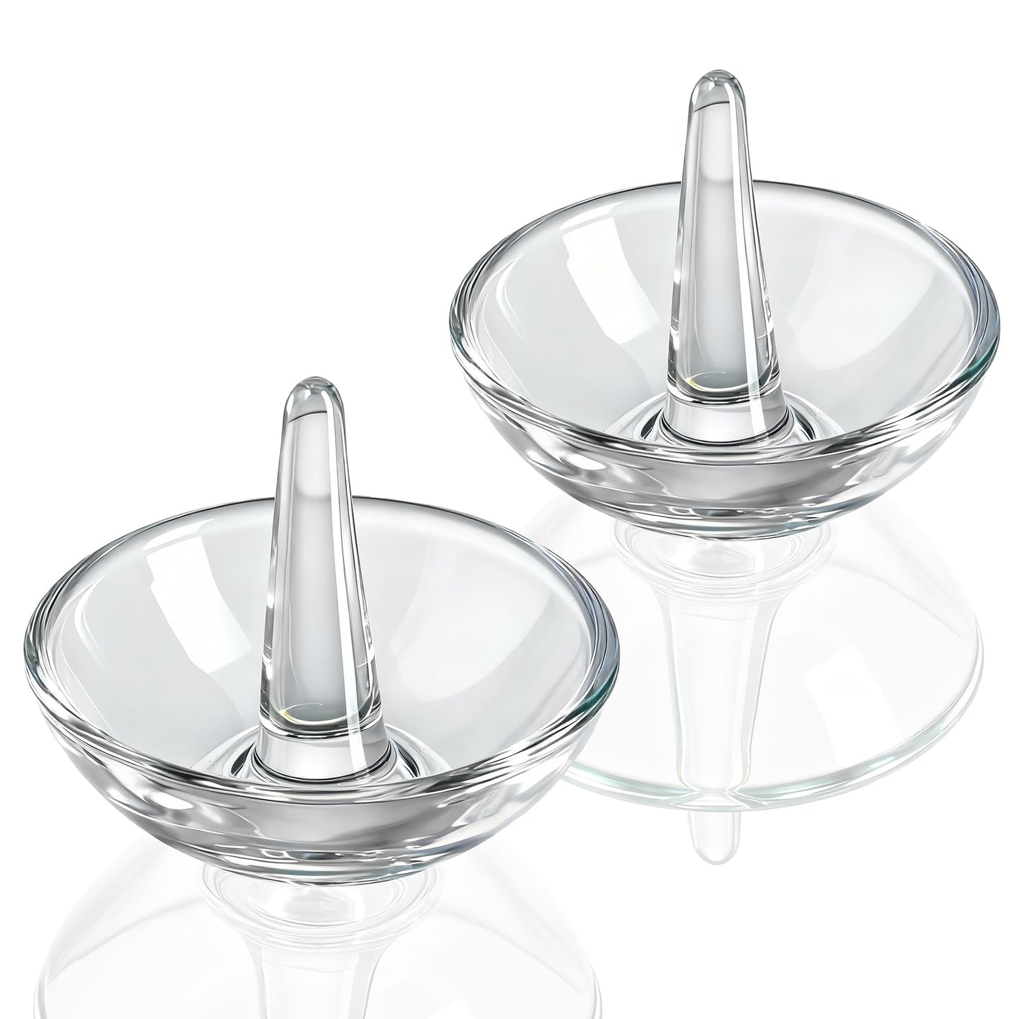 H&D HYALINE & DORA 2 Pack Round Glass Jewelry Dish Jewelry Tray Ring Dish Birthday Holiday Gifts for Women Mom(3.1 Inch)