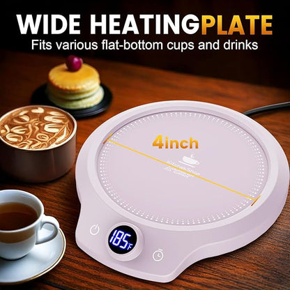Fast Heating Mug Warmer - 4 Temp Settings & 1-12H Timer, Coffee Cup Warmer Plate for Desk Auto Shut Off, Ideal Beverage Warmer Gift for Coffee, Tea, Milk (Purple)