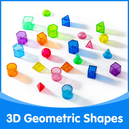 Odoorgames 100 Pcs Translucent Bear Counters - 100 Pcs 3D Shapes for Teaching - Geometric Solids and Geometry Manipulatives for Classroom - Enhance Learning Experience