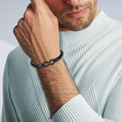 Coolvy To My Man Infinity Bracelet for Men Valentine Birthday Christmas Gifts for Boyfriend Husband Personalized Leather Bracelets