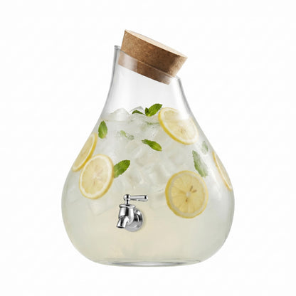 Style Setter Beverage Dispenser Cold Drink Dispenser Glass Jug, Metal Stand & Leak-Proof Acrylic Spigot Great for Parties, Weddings & More (2.5 Gallon, Glass with Cork Lid)