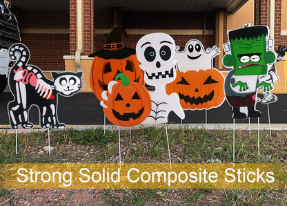 10PCS Yard Signs Halloween Props Pumpkin Ghost Monster Stakes for Decorations Outdoor Lawn Decor