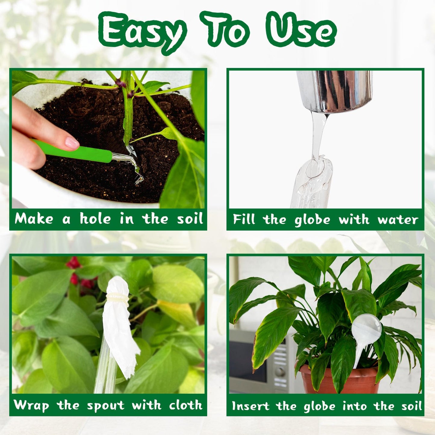 Pynqdfu 20 PCS Clear Plant Watering Globes,Plastic Self-Watering Bulbs,Self Watering Planter Insert Plant Accessories for Plants Indoor,Outdoor,Flowerpot,Home Garden(Large,Medium,Small)