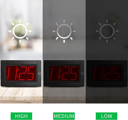 KWANWA Large Digital Alarm Clock, 3" LED Display Battery Operated, Dimmable Auto Night Mode, Easy to Read for Seniors Visually Impaired, Cordless Wall Clock or Table Clock for Bedroom Kitchen Office