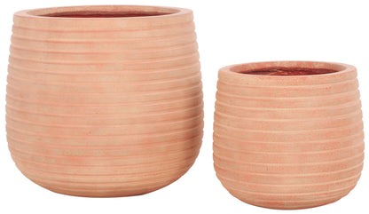 SAFAVIEH Outdoor - Jasper Terracotta Cement Ficonstone Planter Pot Set of 2 with Drainage Hole, Frost Resistant Garden Planters for Patio, Deck, Indoor Outdoor Use (PAT1535D-SET2)