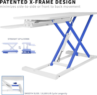 VIVO 32 inch Desk Converter, K Series, Height Adjustable Sit to Stand Riser, Dual Monitor and Laptop Workstation with Wide Keyboard Tray, White, DESK-V000KW