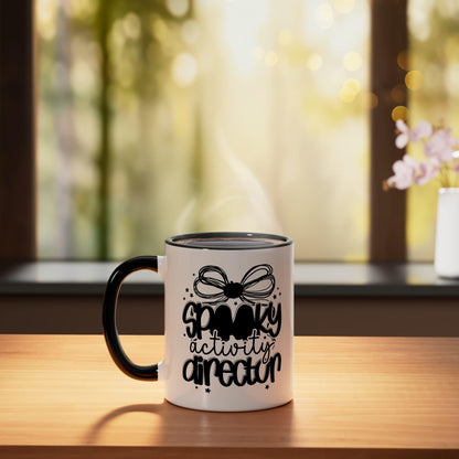 Spooky Activity Director Halloween Activity Coordinator Ceramic Mug, Black/White