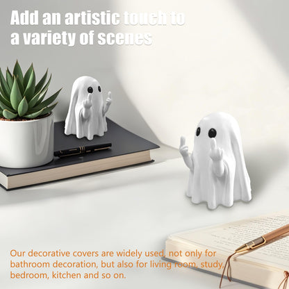 Funny Ghost Toilet Bolt Covers Decorative Toilet Screw Cover Caps, Toilet Caps for Bottom of Toilet, Halloween Cute Toilet Bowl Bolt Covers for Bathroom Decor, Cute Halloween Decor,2-Pack (White)