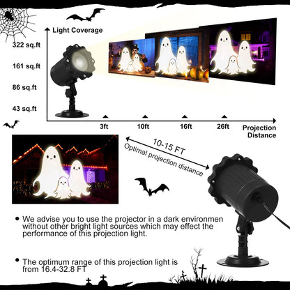 Treela Halloween Cute Ghost Projector Lights Outdoor Indoor Dynamic Lights Decoration Outside LED Landscape Lamp for Holiday Garden Supplies