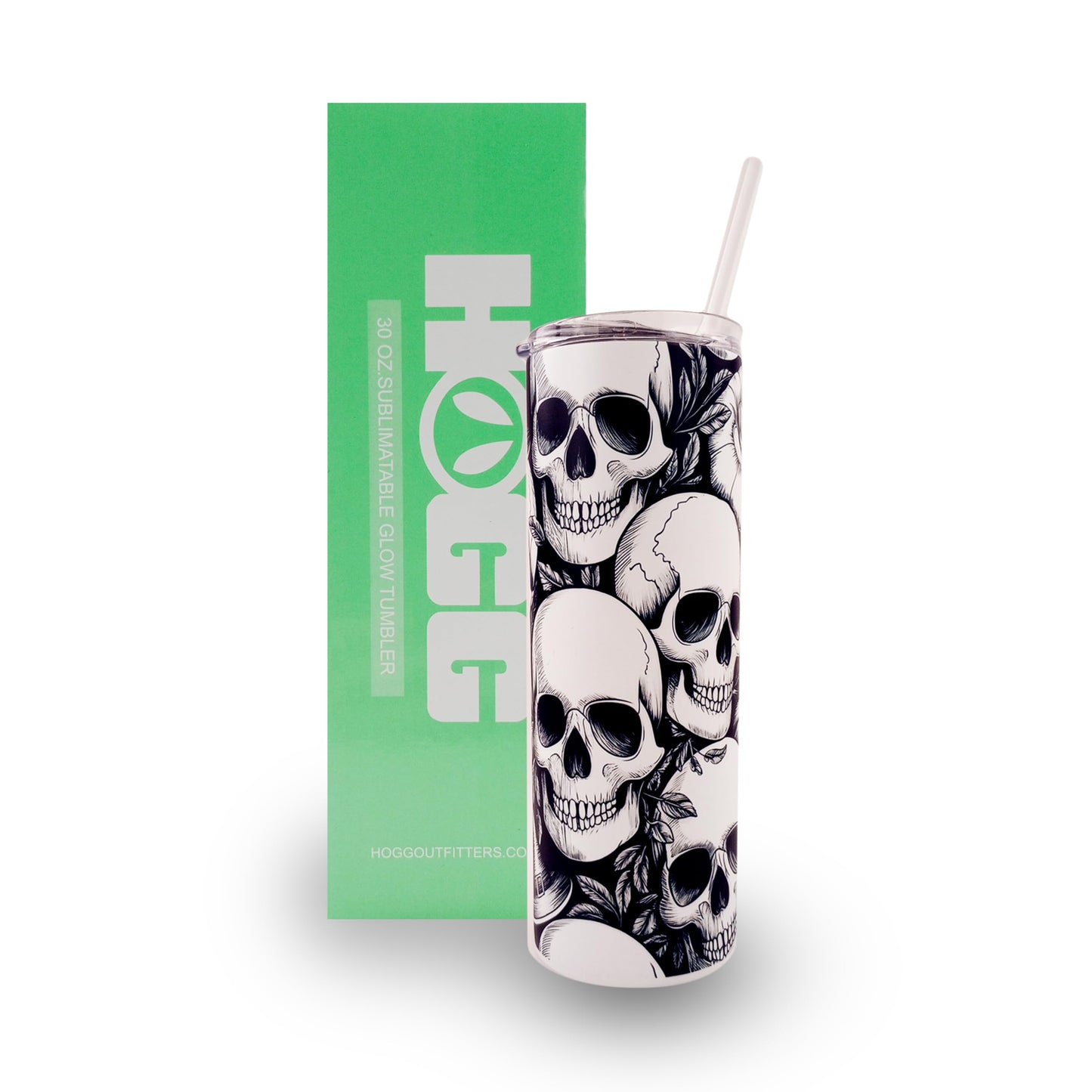 Hogg Glow in the Dark Halloween Travel Mug, Skull Tumbler, 20 oz Insulated Stainless Steel Halloween Coffee Tumbler, Spooky Cups for Adults, Festive Glow in the Dark Skull Coffee Cup