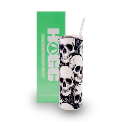 Hogg Glow in the Dark Halloween Travel Mug, Skull Tumbler, 20 oz Insulated Stainless Steel Halloween Coffee Tumbler, Spooky Cups for Adults, Festive Glow in the Dark Skull Coffee Cup