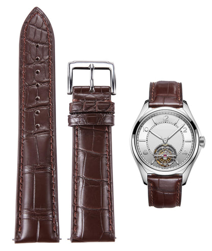 BINLUN Alligator Leather Watch Band Crocodile Grain Leather Watch Straps Quick Release Replacment Classic Vintage Genuine Leather Watch bands for Men Women 21mm Brown with Silver Buckle