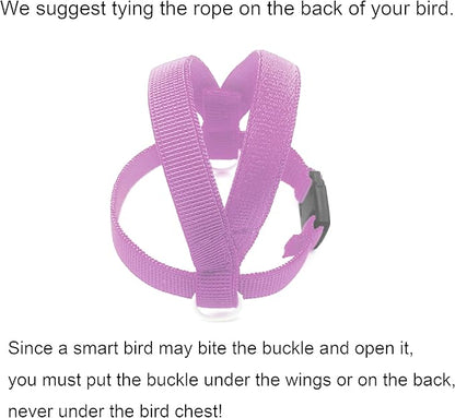 VANFAVORI Bird Harness with Buckle Clip and A Leash, Outdoor Flying Kit for Bird Parrots Cockatiel S Size Weight 85-105 Grams, Purple