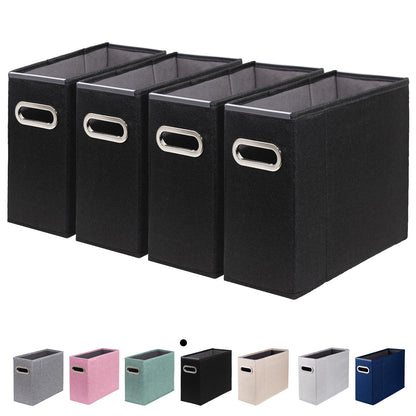 ComfortKeeper 4 Packs Letter Size File Organizer, File Folders Organizer, Fabric Storage Box, Collapsible Paper Organizer with Metal Handle, Smooth PVC Rails, Only Box (Black)