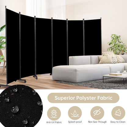 Room Divider Large 6 Panel Privacy Screen,Portable Room Partition on Wheels
