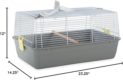 Prevue Pet Products Small Animal Travel Carrier - Hamster, Bird, Parakeet, Gerbil, Rabbit, Ferret, Guinea Pig, & Rat Carrier, Easy Pet Transportation, Travel Bird Cage, Lightweight & Portable - Gray