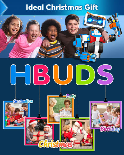 HBUDS Robot Building Kits for Kids, Stem Toys for Boys Age 8-12, APP & Remote Control Educational Coding Building Sets, Programmable Robot for Kids, Rechargeable Robotic Kit Gifts for Girls Boys