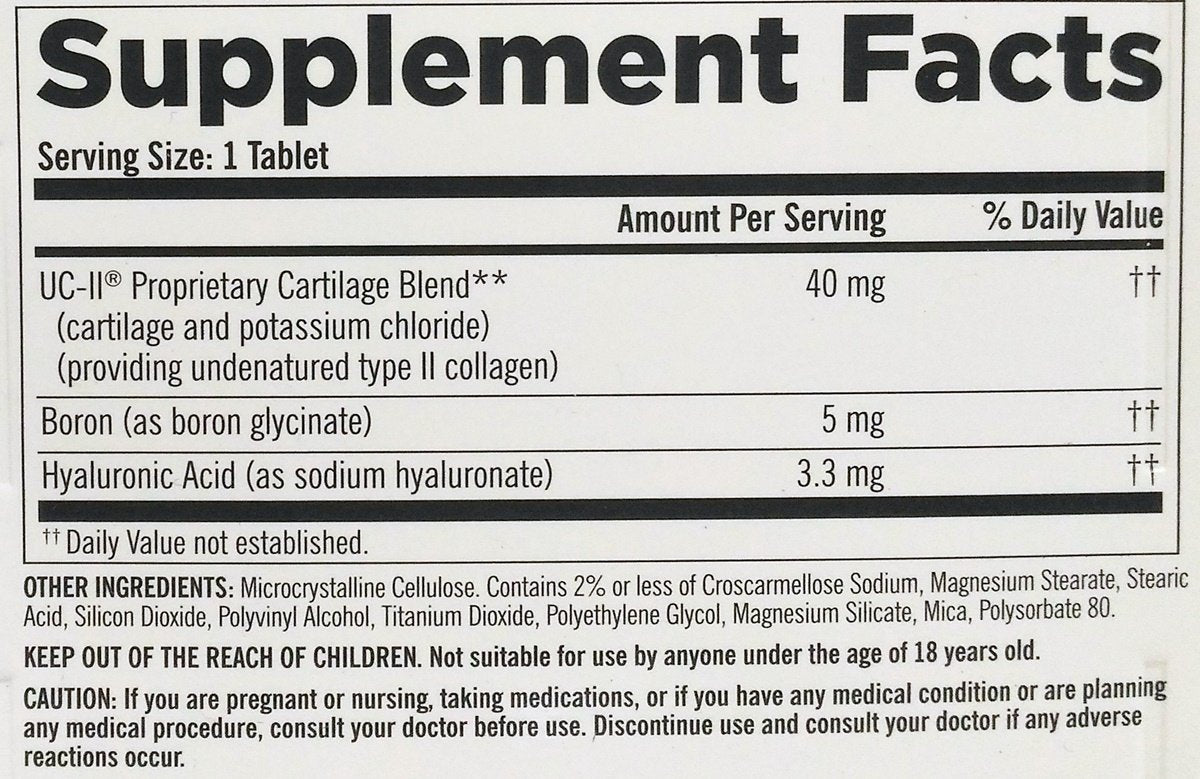 KIRKLAND Triple Action Joint Health Type II Collagen, Boron and HA - 110 Count