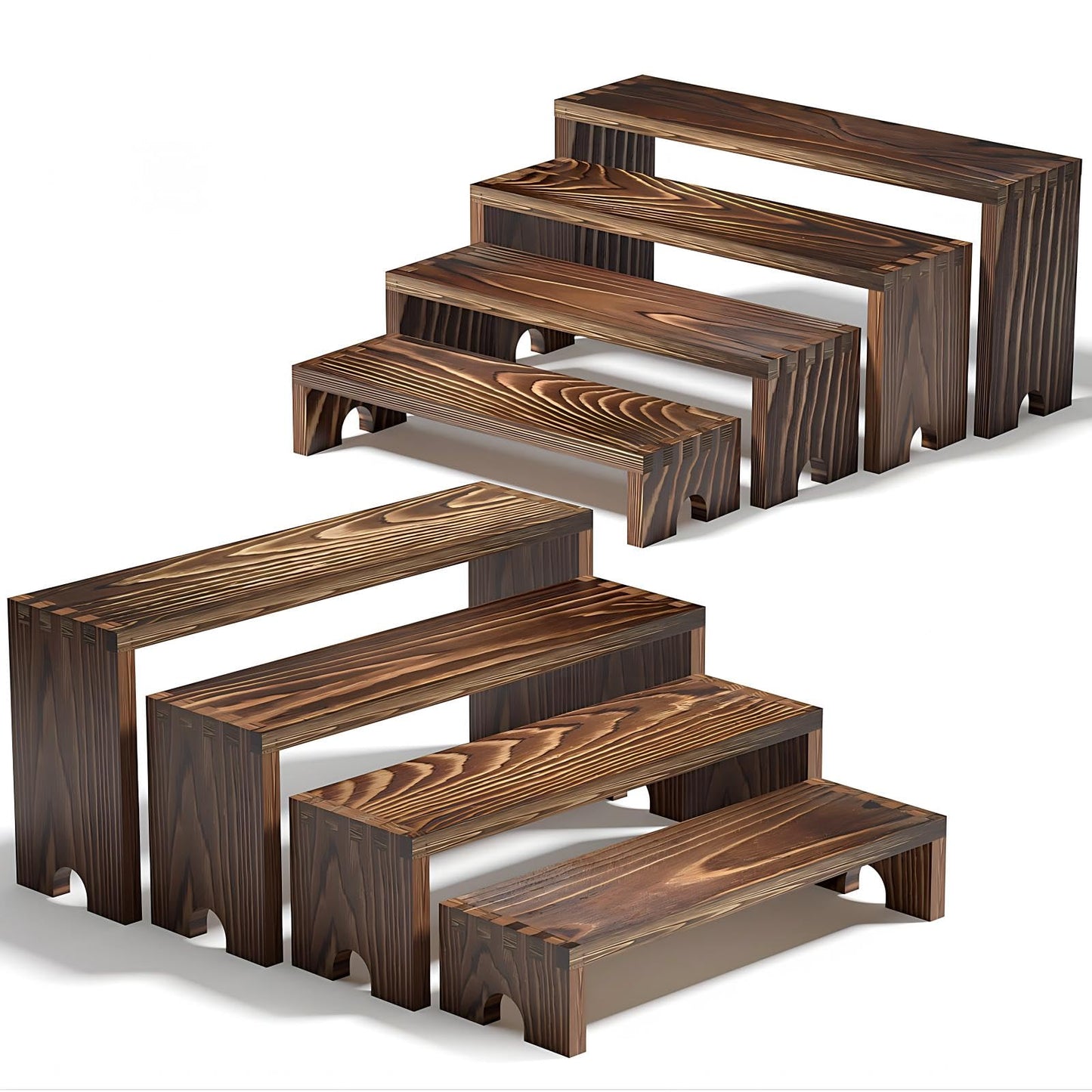 2 Set Wooden Tiered Risers Display Stands for Vendor Events,Stackable Wood Cupcake Display Stand,Farmhouse Decor Wood Dessert Table Display Set,Vendor Booth Display Items,Food Display Risers for Party