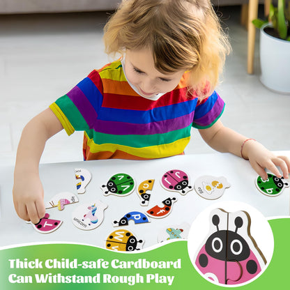 GAKICO Ladybug Self Correcting Alphabet Puzzle: Letter Matching Games for Toddlers 3-5, 52pcs Double-Sided Montessori ABC Puzzles Cards Preschool Learning Activities Educational Toy Gift for Kids