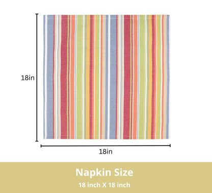PurpleEssences Plain Striped Cloth Napkins - Set of 12-100% Cotton - 18 x 18 Inch - Spring Easter Summer and Perfect Everyday Use Dinner Napkin - Multi Color