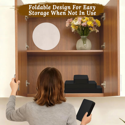8 Pack Buffet Risers Display Stands, Foldable Food Risers for Buffet Table, Tall Cake Cupcake Stands, Cardboard Cylinder Stand, Dessert Table Display Set for Catering, Jewelry, Wedding, Party Decor (Black)