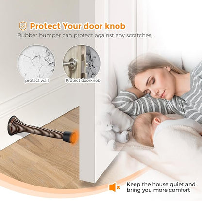 Ravinte Door Stoppers, 12 Pack Spring Door Stops with Rubber Bumper, Oil Rubbed Bronze Door Stoppers for Bottom of Door