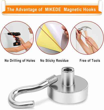 MIKEDE Strong Magnetic Hooks Cruise Essentials Heavy Duty for Hanging, 28Lb+ Neodymium Magnets with Hooks for Refrigerator, Magnetic Hanger for Kitchen, Home, Workplace-15Pcs
