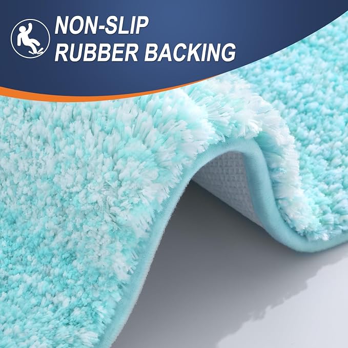 OLANLY Bathroom Runner Rugs Mat 47x24, Extra Soft Absorbent Microfiber Bath Rugs, Rubber Backing, Quick Dry, Washable Long Bath Mats for Bathroom Floor, Tub and Shower, Home Decor Accessories, Teal