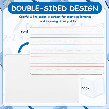18 Pack Dry Erase Lapboards with Lines 6 x 9 inch Double Sided White Boards with 18 Black Markers 6 Erasers Small White Dry Erase Boards for Students Teacher Classroom Supplies