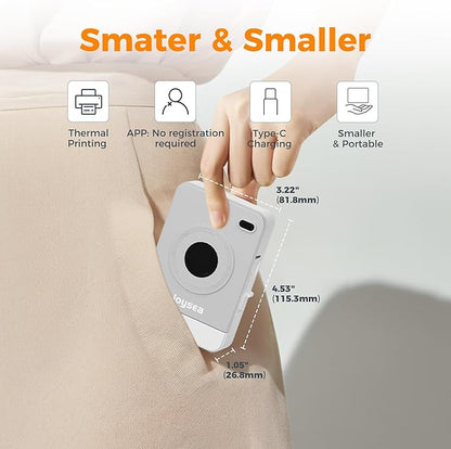 Joysea OP1 Label Maker Machine with Tape, Wireless Small Label Maker Bluetooth with Multiple Templates for Home School Office Organization, Thermal Sticker Printer Gray White