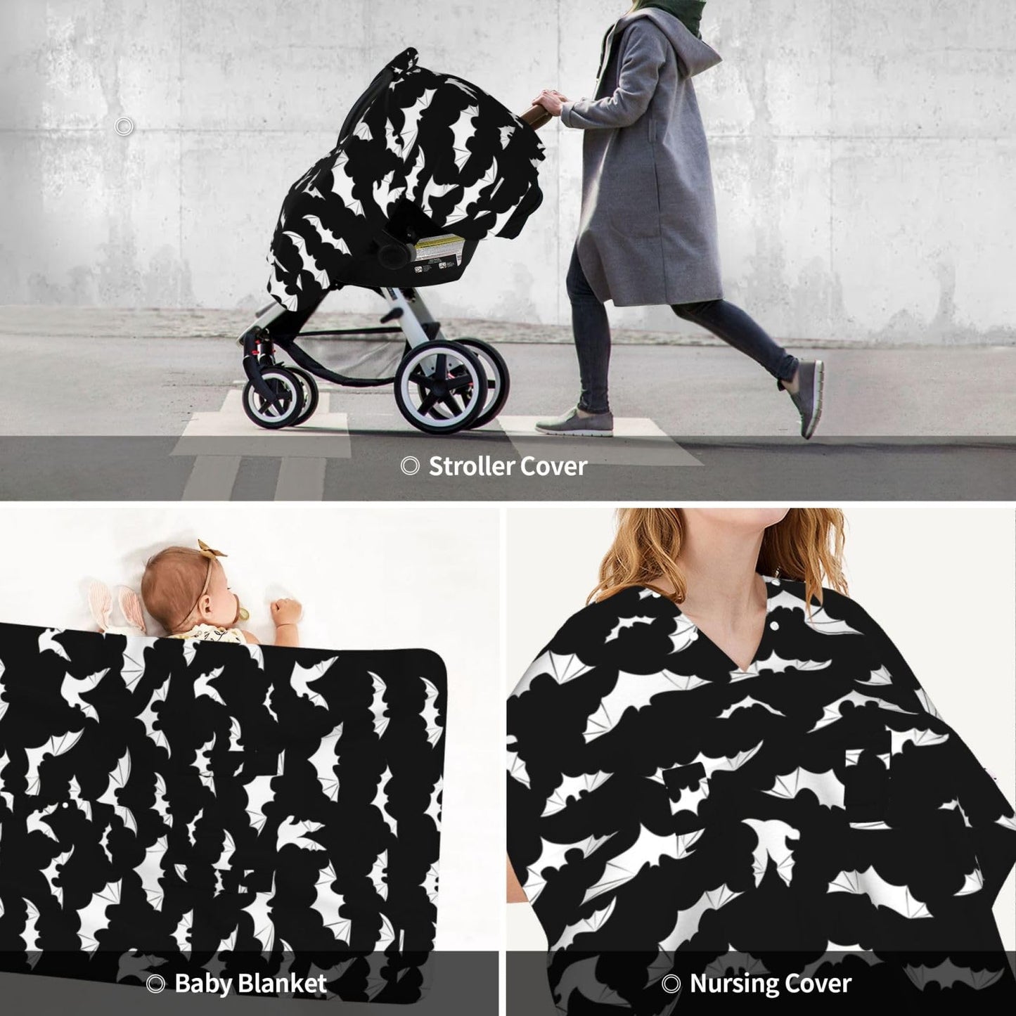 Halloween Bat Car Seat Cover Baby Fashion Carseat Cover for Winter Nursing Cover Newborn Shower Gift