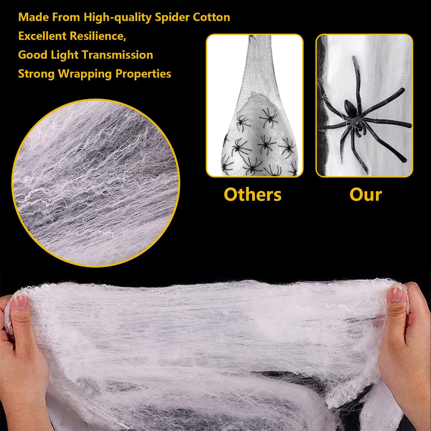 Vurlexat 3 Pack Halloween Spider Egg Sacs, 39 Inch Hanging Light Up Spider Egg Decoration, Halloween Spiders Webs Decor for Halloweens Props Party Gifts, Yard Garden Tree House Décor(Warm Light)