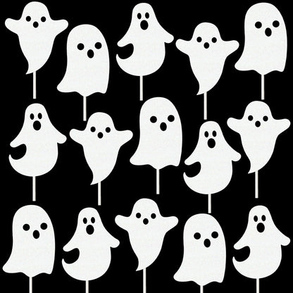 Halloween White Glitter Ghost Cupcake Toppers 24PCS Ghosts Baby Shower Cake Decorations Cute Ghost Cake Toppers for Happy Halloween Birthday Party Baby Shower Supplies