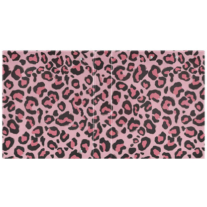 Pink Cheetah Round Ring Binders 1.5 Inch Pastel Leopard Cute Marine Sea Wave 3 Ring Clipboard Binder for Office School Work Supplies File Folder 200 Sheet Capacity